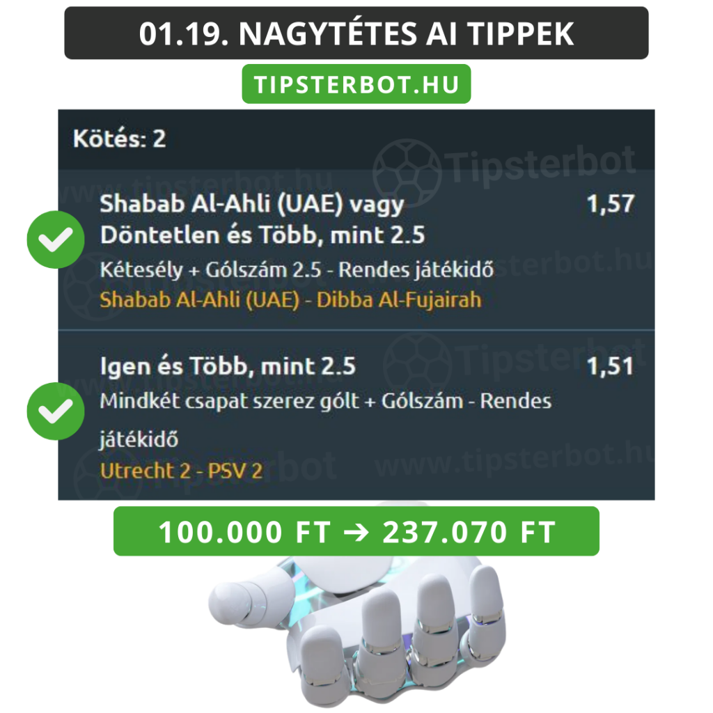 Mai AI Tippmix Tippek Ingyen Szelvény - 2026-01-20T061850.763