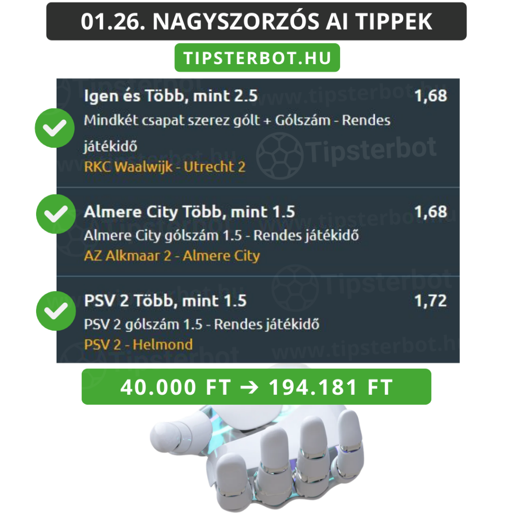 Mai AI Tippmix Tippek Ingyen Szelvény - 2026-01-27T064449.809