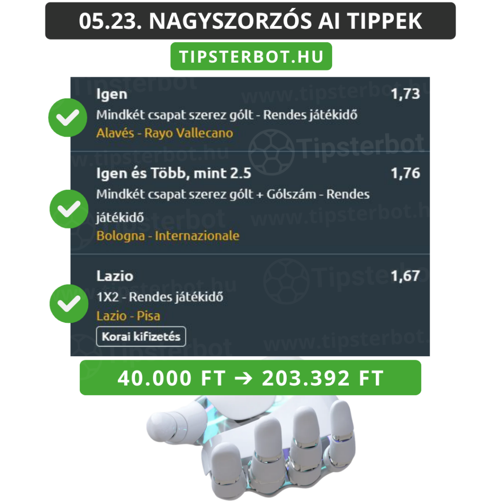 Mai AI Tippmix Tippek Ingyen Szelvény - 2026-05-24T113955.179