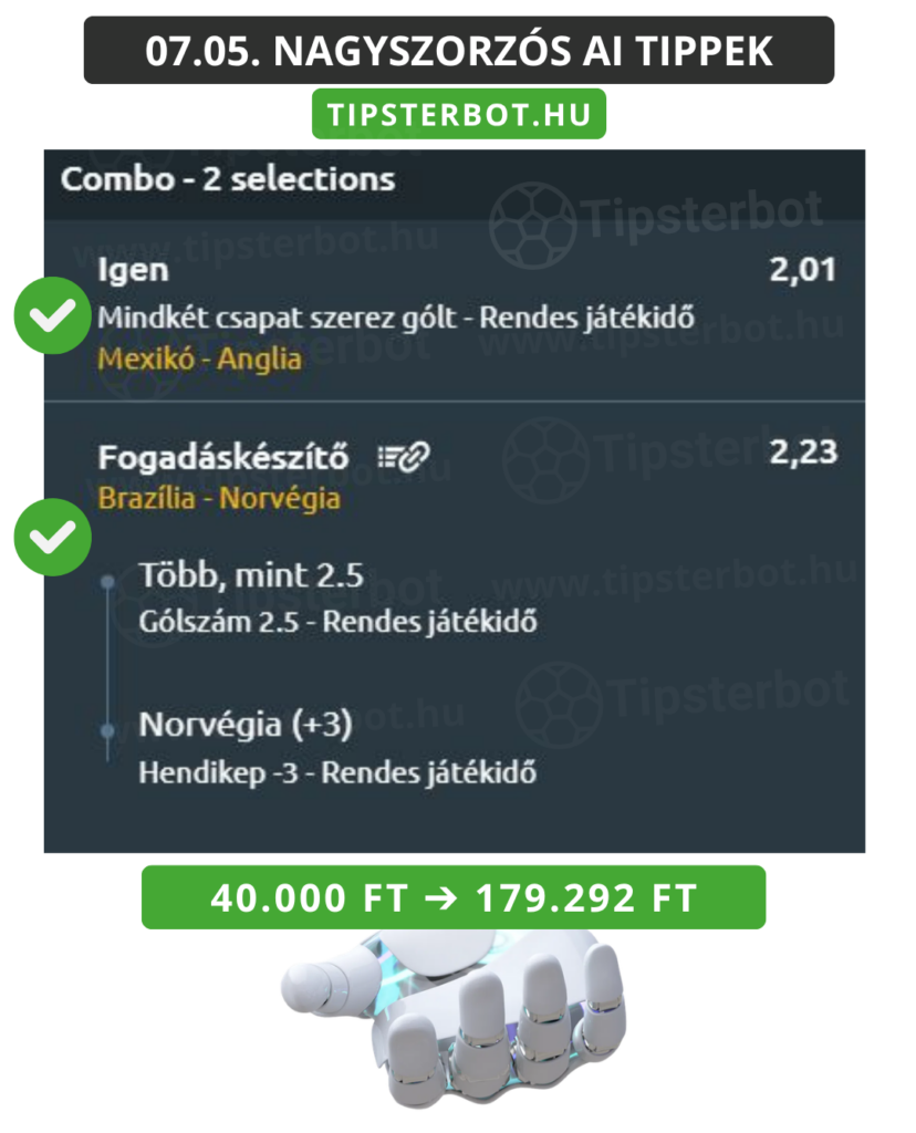 Mai AI Tippmix Tippek Ingyen Szelvény - 2026-07-06T070056.345